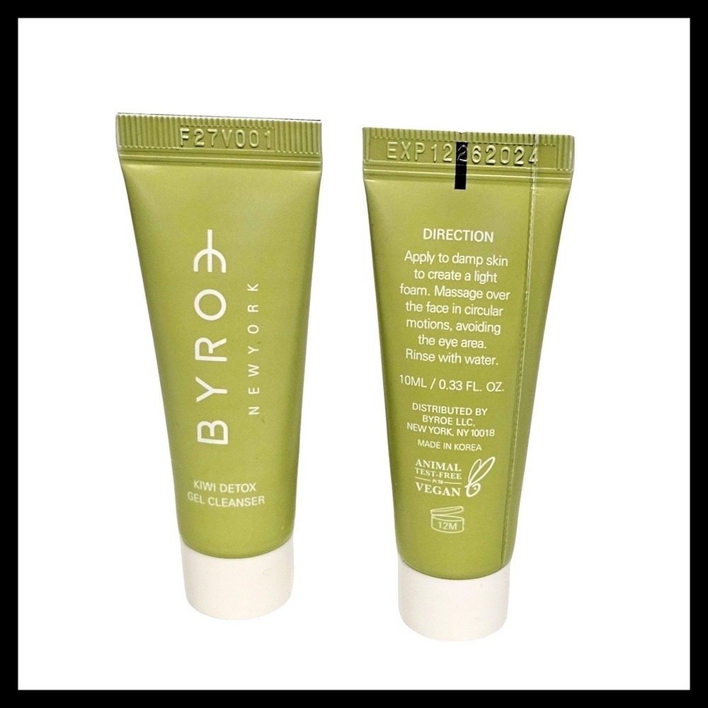 2 x Byroe Kiwi Detox Gel Cleanser Travel Size 10ml/.33oz‎ New Sealed